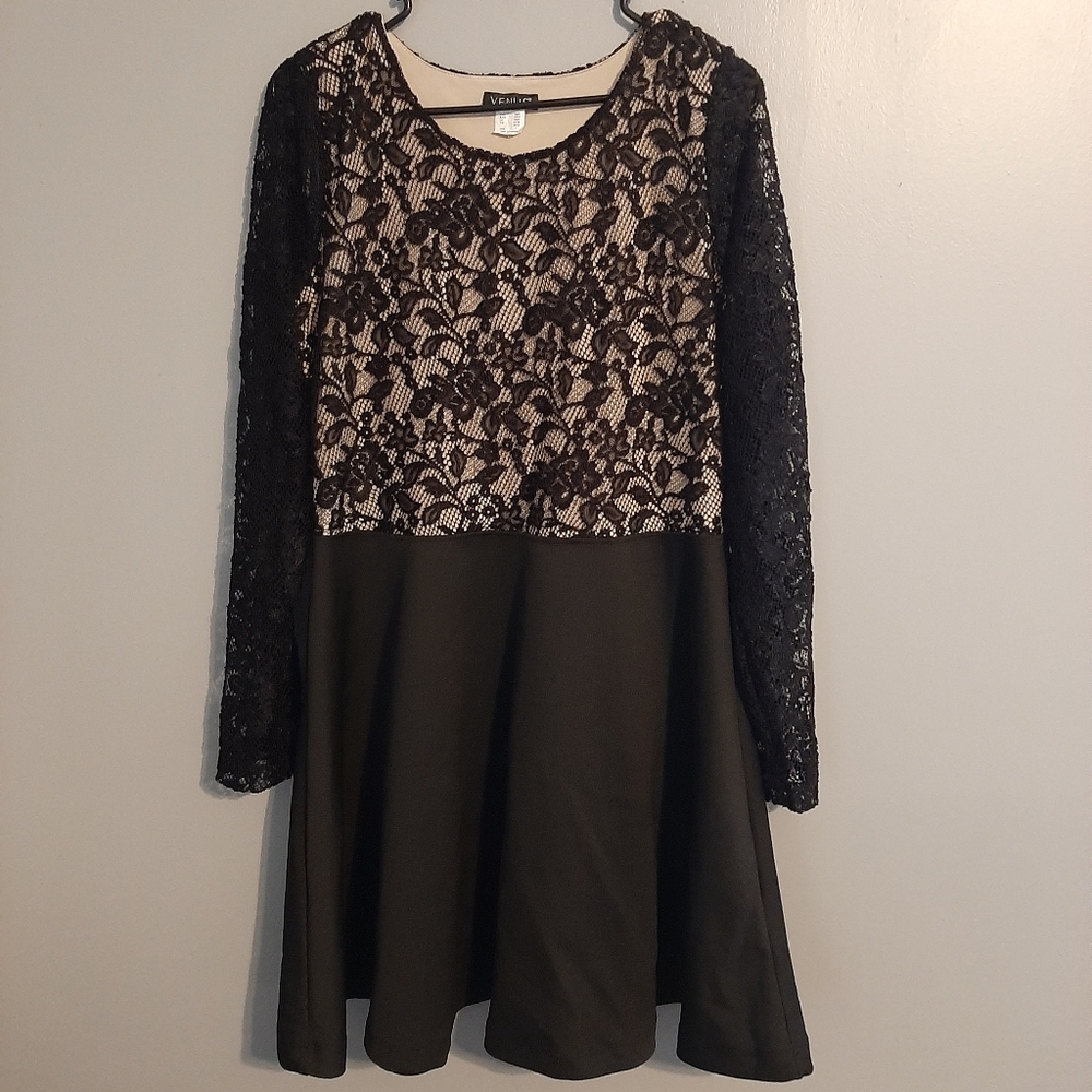 Venus Large Black Fit and Flare Dress